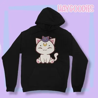 Buy Artemis And Luna Unisex Hoodie Custom Made Sailot Moon Cats Anime Design XS-5XL • 27.99£