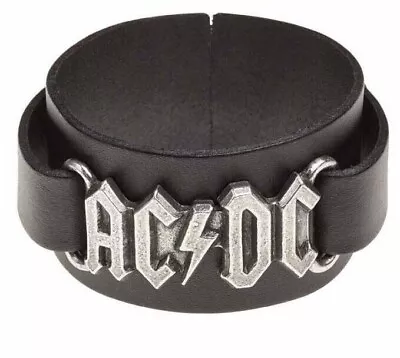Buy AC/DC Lightning Logo Leather Wriststrap Real Leather AC/DC Wristband Bracelet • 15.95£
