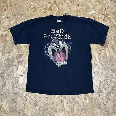 Buy Vintage Taz T Shirt Graphic Tasmanian Devil Warner Bros Mens XL Black Year 2000 • 22.99£