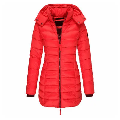 Buy Ladies Winter Long Parka  Coat Quilted Hooded Warm Padded Puffer Jacket Tops • 22.70£