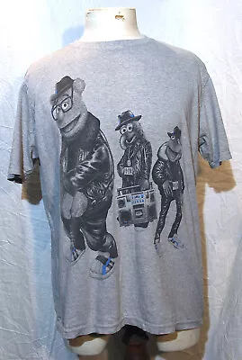 Buy Rare Mens Grey Cool Muppet T-Shirt Size Hip-Hop Run DMC Kermit Theme Size Medium • 39.99£