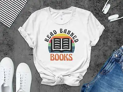 Buy Read Banned Books T-Shirt, Colorful Rainbow Graphic Tee, Freedom Of Speech Shirt • 40.59£