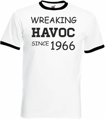 Buy 58th Birthday Gifts Presents Year 1966 Unisex Ringer T-Shirt Wreaking Havoc • 9.99£