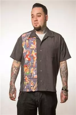 Buy Steady Clothing Rockabilly Pin-up Panel Bowling Shirt - Size S • 45£
