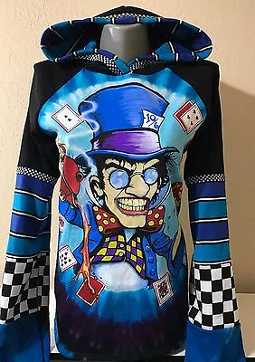Buy DiY Mad Hatter Hoodie Alice In Wonderland Goth Unique Regular Or 1X Plus Size • 75.78£