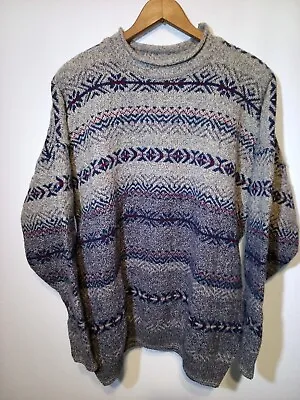 Buy Nor Easterly Sweater Women's Large Gray Pullover Wool Scotland Nordic  Warm • 27.80£