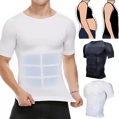 Buy Mens Shapewear Cooling T-Shirt Belly Control Tummy Slimming Body Shaper Vest Top • 7.99£