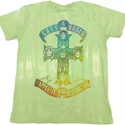 Buy Guns N Roses 'Use Your Illusion Tour Gradient' Green Dye Wash T Shirt - NEW • 15.49£