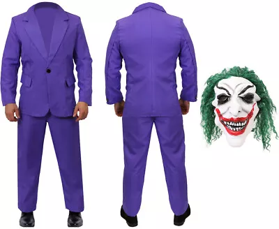 Buy Purple Suit Halloween Costume Adults Clown Mask Movie Outfit Villain Fancy Dress • 20.99£