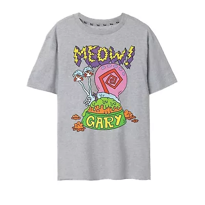 Buy SpongeBob SquarePants Mens Meow Gary Marl T-Shirt NS7899 • 17.19£