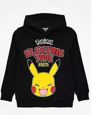 Buy Boys Pokemon Pikachu Electric Type Black Hoodie Age 7-8 Years • 7£