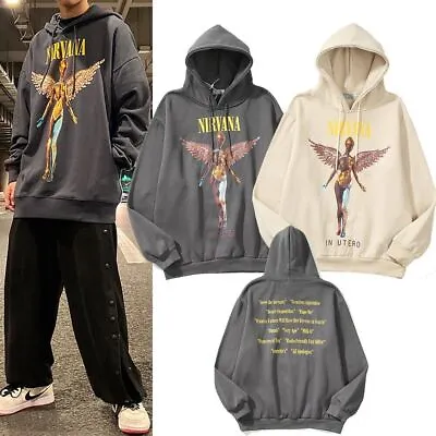 Buy 2023 Luxury Nirvana Dark Angel Distressed Hoodie Sweater Rock Hip Hop Sweatshirt • 38.83£