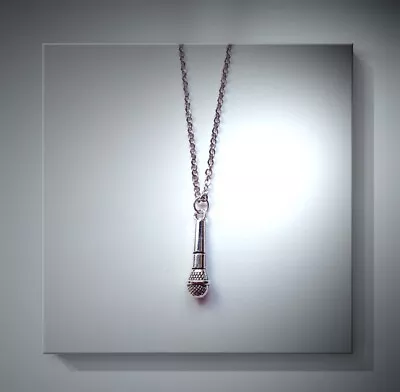 Buy Beautiful Microphone Necklace Pendant  Jewellery Silver Music Sing Singer Unique • 3.99£