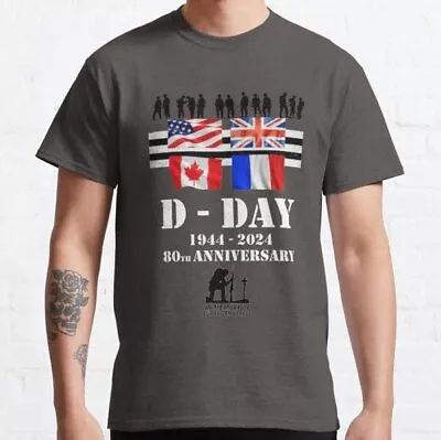 Buy D-Day 80th Anniversary T-Shirt 1944-2024 Normandy Remembrance Military WW2 • 5.99£