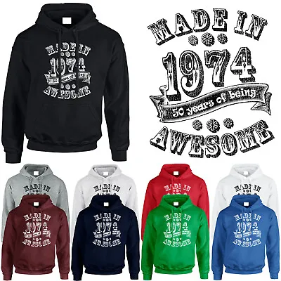 Buy New Made In 1974 Birthday Gift Year Mens Vintage Festival 50th Unisex Hoodie • 16.99£