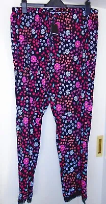 Buy  Nwt Ladies Evans Size 18/20 Black Floral Pyjama Bottoms • 9.95£