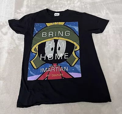 Buy Looney Tunes Marvin The Martian T-Shirt Medium Black “Bring Him Home” Cotton Men • 19.99£
