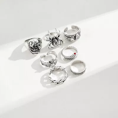 Buy 7Pcs/set Punk Snake Rings For Women Gothic Spider Men Jewelry Gift Accessor- :da • 3.78£