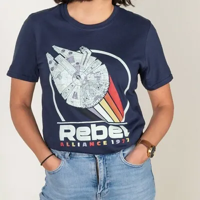 Buy Official Women's Star Wars Rebel Alliance 1977 Navy T-Shirt : S,M,XL,3XL,4XL • 19.99£
