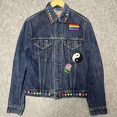 Buy Levi’s Denim Jacket Customised Buttons Multicoloured Badges Patches 70500 04 M • 20£
