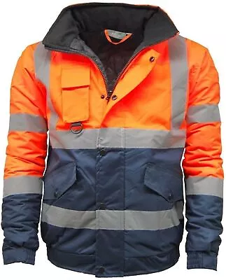 Buy Hi Viz Fluroscent Bomber Jacket Security Workwear Padded Waterproof Jacket • 25£
