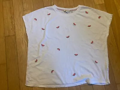 Buy Fab Boden Lena Embroidered Watermelons On White T Shirt Top Oversized UK 14 • 10£