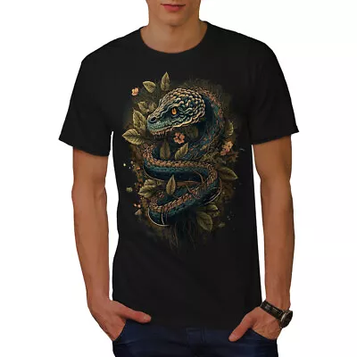 Buy Wellcoda Woodland Snake Mens T-shirt, Serpent Dragon Graphic Design Printed Tee • 15.99£
