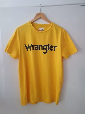 Buy Wrangler T-Shirt Medium Yellow Short Sleeve Americana Classic Retro Slogan • 9.99£