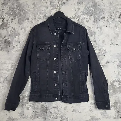 Buy Zara Black Denim Jacket Mens Medium Mid Wash Unisex Rock Metal Punk M • 21.95£