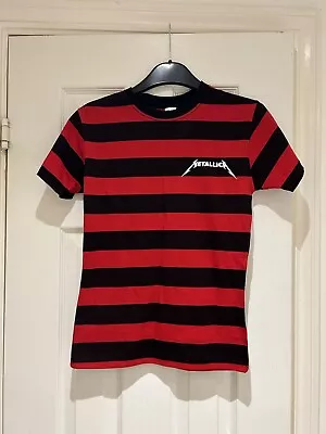 Buy Metallica T-shirt Ladies Size S. Red And Black Stripes • 8.99£