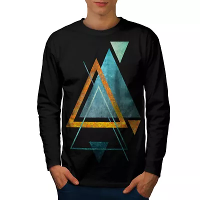 Buy Wellcoda Abstract Triangle Mens Long Sleeve T-shirt, Shape Graphic Design • 17.99£