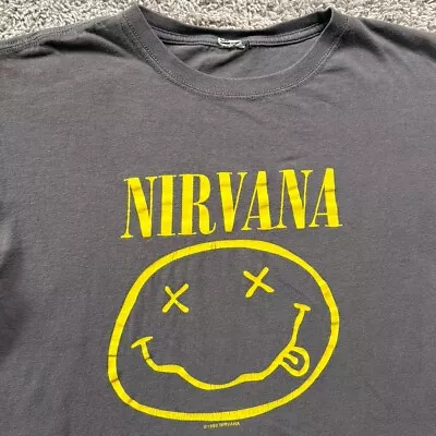 Buy Nirvana Smiley Face Band T Shirt Mens Medium Womens Large *estimate* SS 1992 Y2K • 23.16£