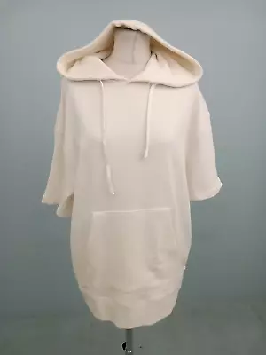 Buy Zara Men's Hooded Sweatshirt Size M White Short Sleeve Loose Fit Pocket Used F1 • 9.99£