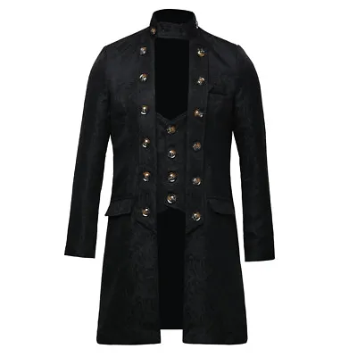Buy Vintage Steampunk Men's Jacquard Coat Victorian Jacket Gothic Button Frock Coat • 35.99£