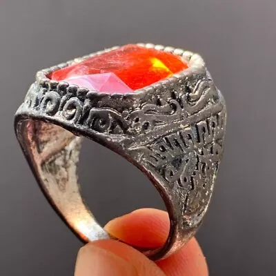 Buy Very Stunning Ancient Viking Silver  Ring With Red Stone Antique Jewelry • 33.54£