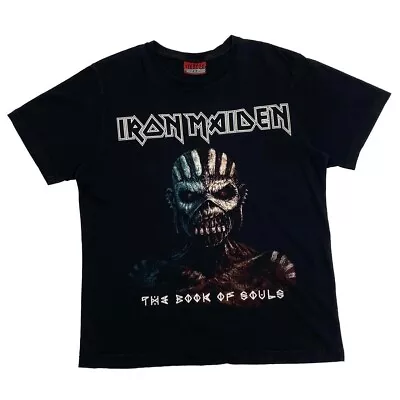 Buy IRON MAIDEN “The Book Of Souls” Graphic Spellout Heavy Metal Band T-Shirt Medium • 16£