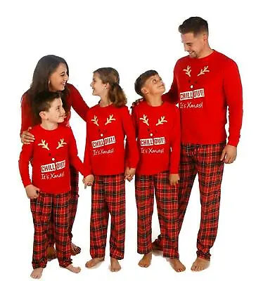 Buy Family Matching Christmas Pyjamas Mum Dad Teens Kids 'Chill Out Its Xmas' • 5.98£
