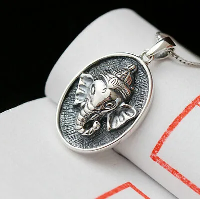 Buy 925 Sterling Silver Retro Lord Hindu Ganesha Pendant Men Womens Jewellery A2207 • 44.14£