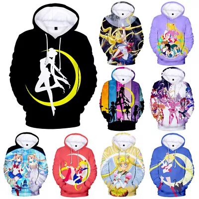 Buy Sailor Moon 3D Print Hoodie Men Women Girls Long Sleeve Hood Pullover Jumper Top • 19.19£
