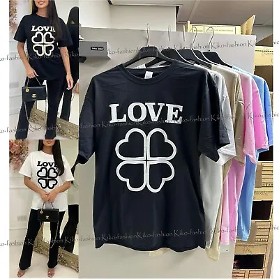 Buy Womens Love T Shirt Ladies Oversized Baggy Short Sleeve Slogan T-shirt Tee Tops • 8.90£
