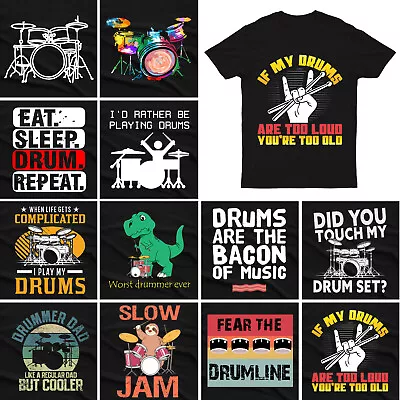 Buy Drums Musician T Shirts Drumming Drummers Bass Music Lovers Gift Unisex #M#P1#PR • 13.49£