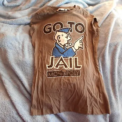 Buy GO TO JAIL MONOPOLY Grey T  SHIRT SIZE 8 Small Top WOMENs Girls • 12.99£