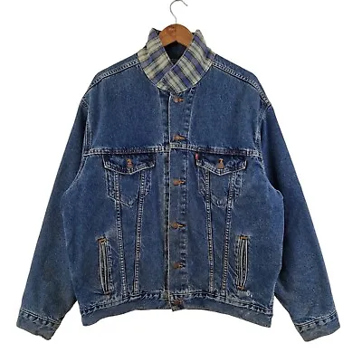 Buy Levis Denim Jacket Mens Large Check Blanket Lined Vintage Made In USA RARE • 65£