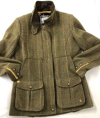 Buy Joules Tweed Field Coat Womens 14 Toad Green Check Country Fieldcoat Jacket • 49.99£