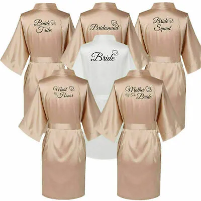 Buy Bride Wedding Gown Pajamas Bridesmaid Kimono Oblique Skirt Satin Bathrobe • 10.99£
