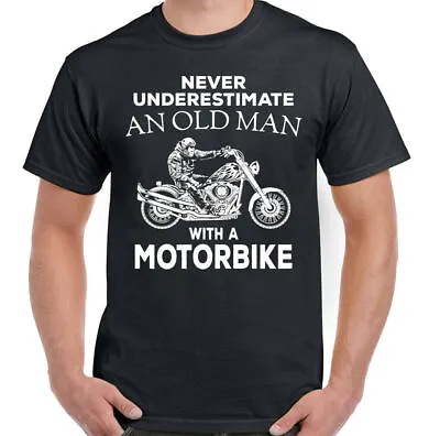 Buy Motorbike T-Shirt Biker Never Underestimate An Old Man With A Mens Funny Bike • 6.99£