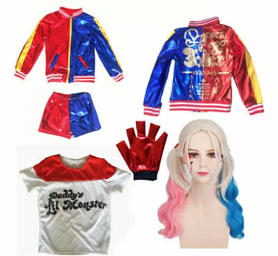Buy Harley Quinn Kids Suicide Squad Girl Halloween Cosplay Costume Outfit Suit . • 21.54£