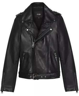 Buy Maje Womens Boceliz Leather Moto Jacket 4 US / 36 FR Black - NWT $895 • 231.52£