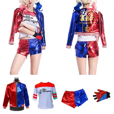 Buy Womens Suicide Squad Costume Fancy Dress Up Jacket T-Shirt Shorts Glove Outfit  • 31.89£