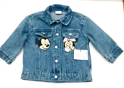 Buy Disney Minnie Mouse Mickey Denim Jacket 🎀 Baby Girl   Blue 3-6 Months • 9.99£
